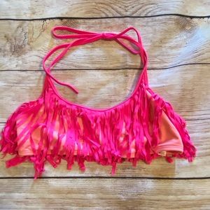 PINK fringe bikini top